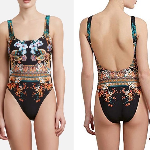 Kenneth Cole Other - Kenneth Cole Black Plunge Lattice Side One Piece